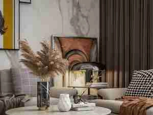 طراحی داخلی فضای نشیمن و آشپزخانه مدرن برای اسکچاپ