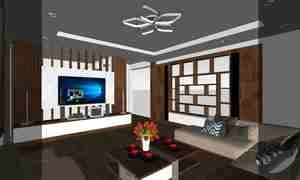 طراحی داخلی فضای نشیمن مدرن و مینیمال برای اسکچاپ