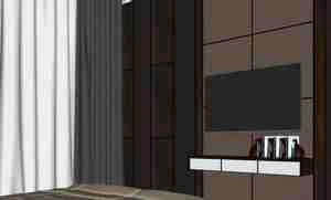 طراحی داخلی اتاق خواب مدرن هتلی برای اسکچاپ