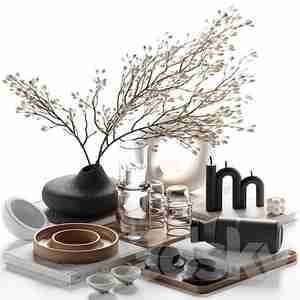 ست دکوری مدرن گلدون مشکی و آباژور