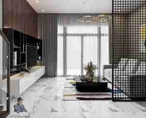 طراحی داخلی نشیمن و آشپزخانه مدرن برای اسکچاپ