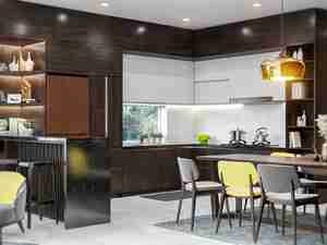 طراحی داخلی نشیمن و آشپزخانه مدرن برای اسکچاپ