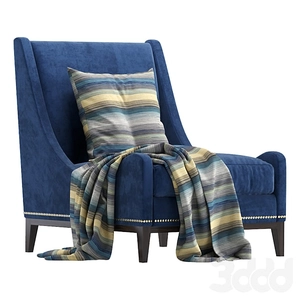 صندلی آبی با شال و کوسن 3