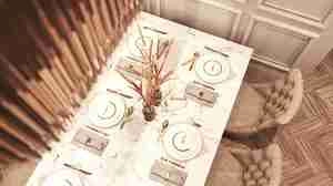 طراحی داخلی فضای نشیمن و آشپزخانه کلاسیک برای اسکچاپ