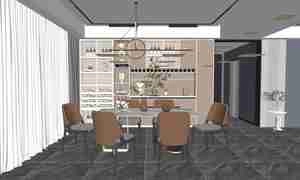 طراحی مدرن و مینیمال فضای ناهارخوری برای اسکچاپ