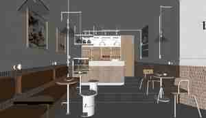 طراحی داخلی شیرینی‌فروشی و کافی شاپ برای اسکچاپ