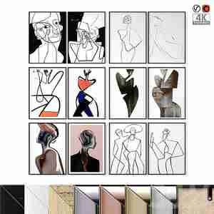 تابلو نقاشی آبستره زن  female silhouettes