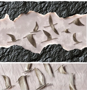 پنل سه عدی صخره و پرواز پرنده