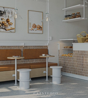 طراحی داخلی شیرینی‌فروشی و کافی شاپ برای اسکچاپ