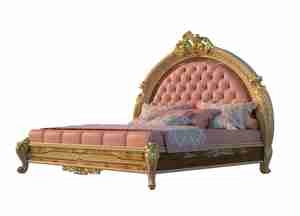 تخت خواب کلاسیک با منبت کاری طلایی