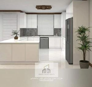 آشپزخانه مدرن با رنگ بندی سفید