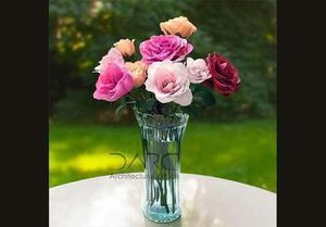 ابجکت گل رز ایرانی با گلدون شیشه ای
