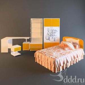 ست  کامل اتاق کودک طرح چوب با رنگ نارنجی