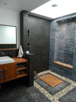 طراحی بسیار زیبای حمام با قلوه سنگ