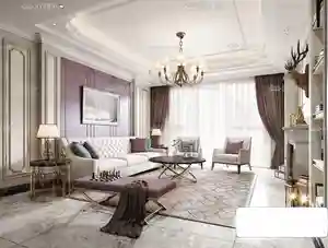 صحنه آماده داخلی رندر داخلی مدرن 90 متری