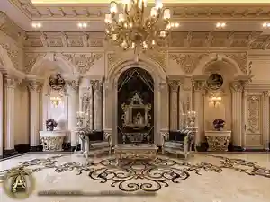طراحی دکوراسیون داخلی لوکس و فاخر به سبک کلاسیک تم رنگی روشن
