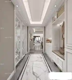 صحنه اماده داخلی رندر دکوراسیون داخلی سفید