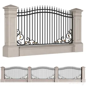 دیوار محوطه به سبک کلاسیک با نرده های فرفورژه