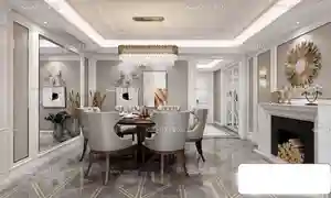 صحنه اماده داخلی رندر دکوراسیون داخلی سفید