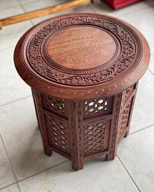 میز چوبی منبت شده،برنجکوب دستساز