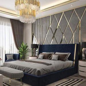 اتاق خواب مستر باطرح دیوار پشت تخت خواب