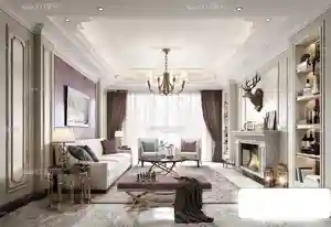 صحنه آماده داخلی رندر داخلی مدرن 90 متری