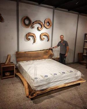 تخت خواب با اسلب چوب طبیعی