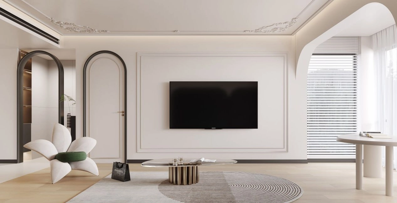 طراحی دکوراسیون داخلی تم سفید و مشکی