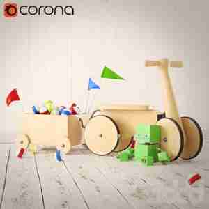 اسباب بازی چوبی کودک چرخ و گاری 1