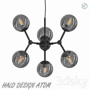 لوستر مدرن شاخه های گرد شیشه ای دودی Halo Design Atom