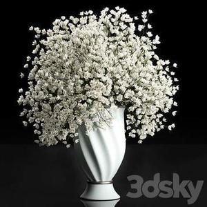 گلدون دکوری با گلهای سفید