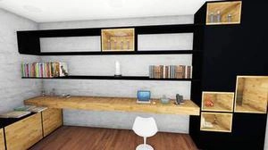 طراحی میزکاری باطرح چوب مشکی وکرم