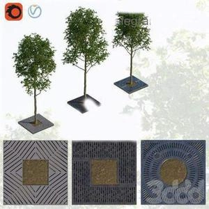 3d درخچه با کف سازی دورش ابجکتها ی
