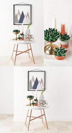 گلدون و شمع دکوری با چهارپایه فلزی