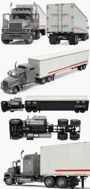 3D Trailer Truck Mack CHU613 Truck کامیون