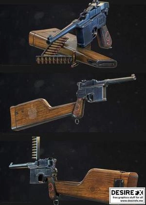 Mauser C96 - 3D Model اسلحه قدیمی