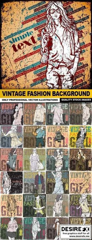 Vintage Fashion Background  کالکشن زن گرافیکی