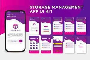 یو آی لایه باز برای موبایل Modern sleek purple storage management app ui kit template