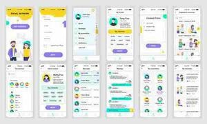 یوی آی آپلکیشن Set of ui, ux, gui screens social network app flat