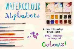 2 Watercolor Alphabet Brush Sets براش