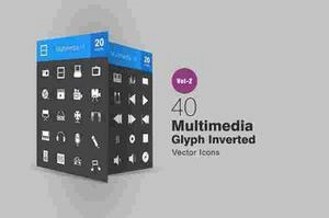 40 Multimedia Glyph Inverted Icons آیکون مدیا