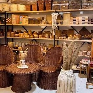 میز و صندلی حصیری میز قطر ۸۰ سانت