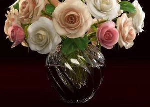 گلدان شیشه ای گل رز