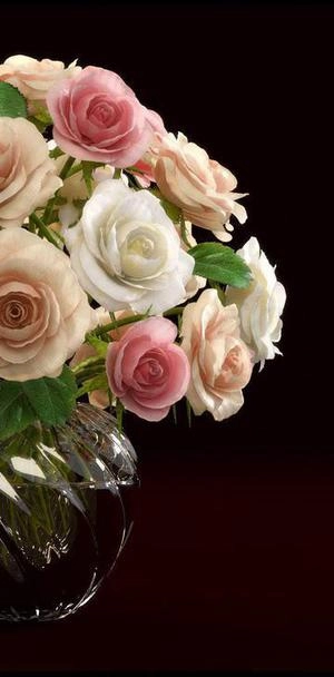 گلدان شیشه ای گل رز