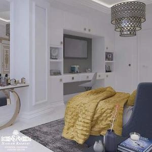 اتاق خواب با تخت نیم گرد